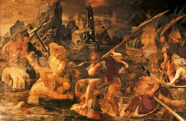 Merivoimien taistelu, fresko galleria Francis I, Chateau de Fontainebleau (Unescon maailmanperintökohde