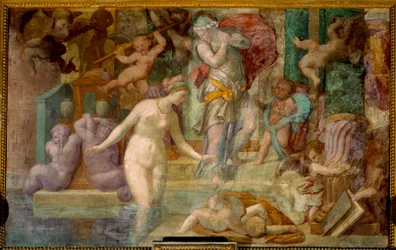 Fontainebleaun koulu: Venus suihkulähteellä. Jacopo Rosson (1494-1541) Giovanni Battistan maalaus