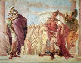 Minerva estää Akhilleusta surmaamasta Agamemnonia, Homeroksen teoksesta "Ilias", 1757