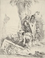 Paimen ja kaksi taikuria, Scherzistä, n. 1743-57.