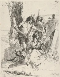 Punchinellon haudan löytö Scherzistä, n. 1743-50.