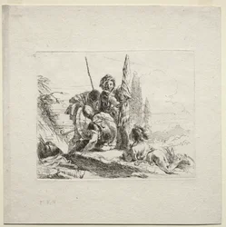 Erilaisia otuksia: Kolme sotilasta ja poika, 1785.