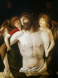 Kuollut Kristus enkelien tukemana, 1465-1470