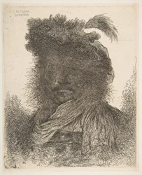 Varjossa olevan, hieman vasemmalle kääntyneen miehen pää, sarjasta Suuret Or..., n. 1645-1650.