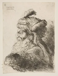 Vanhan miehen pää, jolla on turbaani vasemmalle, sarjasta Pienet päät ..., n. 1645-1650.