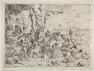 Laban etsii epäjumalia Rachelsin matkatavaroista, n. 1635.
