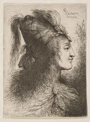 Nuori mies pukeutunut turbaani, oikealle, sarjasta Small Heads ..., noin. 1645-1650.