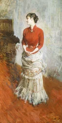 Kreivitär de Rasty seisomassa, noin 1878, kirjoittanut Giovanni Boldini (1842-1931), öljy kankaalle