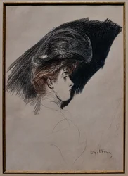 Elegant Profile, n. 1880 (hiili paperilla)