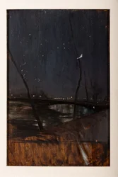 Yöllinen Seinen varrella (öljy paneelille)