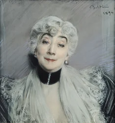 Gypinä tunnetun kreivitär de Martel de Janvillen (1850-1932) muotokuva, 1894