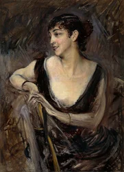 Kreivitär De Rasty istumassa Giovanni Boldini (1842-1931), öljy kankaalle, n. 1879