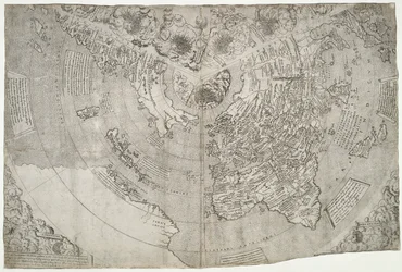 Maailmankartta, Mundu [sic] spericum...tunnet John Matthew Contarenin ahkeruuden.., kirjoittaneet Contarini, Giovanni ja Francesco Rosselli