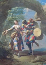 Sodasta palaava harlekiini, n. 1742