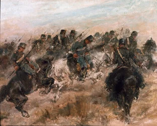 Italian sotaretki 1859: "Piemontelaisen ratsuväen hyökkäys". (1825-1908). Rooma, Galleria Nazionale d