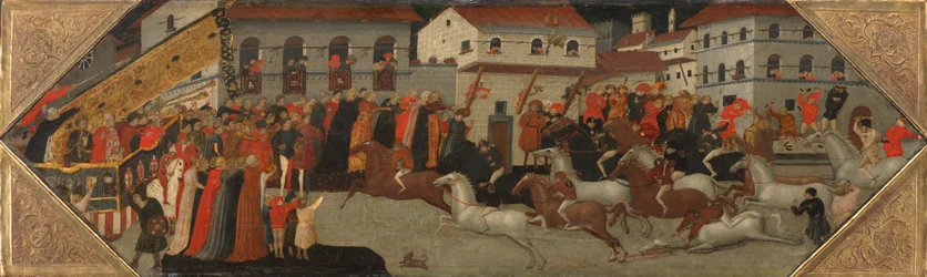 Paneeli Cassonesta: Palion rotu Firenzen kaduilla, 1418.