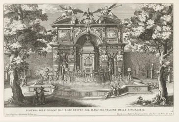Fontein tapasi hydraulisen orgelin de tuinen van de Villa d