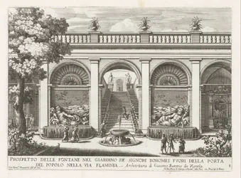 Tuin van een paleis te Rooma Esite lordi Boromein puutarhan suihkulähteistä (...) (otsikko esineessä) Suihkulähteet Rooman palatseissa ja puutarhoissa (sarjan nimi) Fonteinen in de paleizen en tuinen van Rome (sarjan nimi)