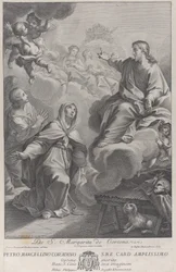 Pyhä Margarita Cortonalainen polvistumassa Kristuksen edessä, Pietro Andrea Pucciardin jälkeen..., n. 1702-1741
