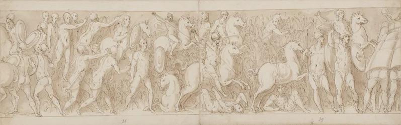 Pylvään restauroidun osan loppu (XLVII); sarmatialaiset ajetaan takaa suolle (XLVIII); roomalaiset hyökkäävät saksalaiseen (?) linnoitukseen (LIV:n alku)