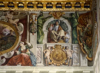 Yksityiskohta Palace Hallin freskosta, Quirinalin palatsi, Rooma