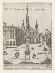 Lateraaniobeliski Pyhän Johanneksen Lateranin takana Roomassa Obelisco ja S. Giovanni Laterano (otsikko esineessä) Modernit ja muinaiset monumentit ja rakennukset Roomassa (sarjan nimi) Ornamenti di fabriche antichi et moderni dell