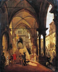 Ludvig XI Barolon linnassa, kirjoittanut Giovanni Migliara (1785-1837), öljy kankaalle, 80x65 cm