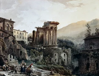 Vestan temppeli Tivolissa, kirjoittanut Giovanni Migliara (1785-1837), Italia