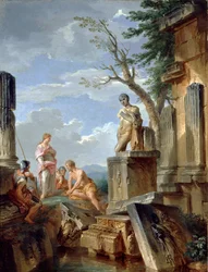 Rauniot Sibyllalla ja muilla hahmoilla, c1720