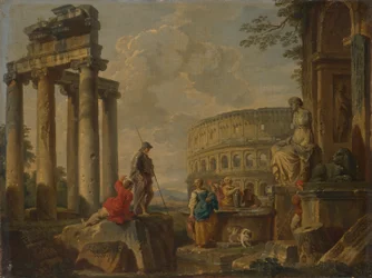 Colosseum roomalaisten raunioiden keskellä