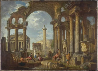 Capriccio Rooman raunioista Pantheonin kanssa, n. 1755