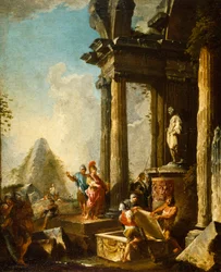 Aleksanteri Suuri Akhilleuksen haudalla, noin 1718-19.