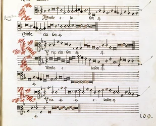 Kyrien käsikirjoitus "Mantovan sotkuista" Giovanni Pierluigi da Palestrina (1525 - 1594), italialainen säveltäjä.