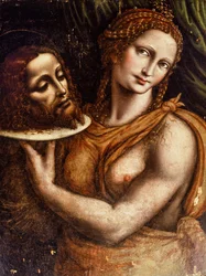 Salome Johannes Kastajan pään kanssa (öljy paneelille)