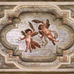 Cupids, teologisten hyveiden salin holvi (fresko)