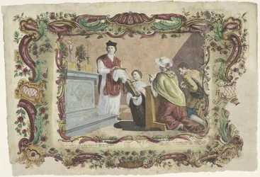 Rukoileminen elävien ja kuolleiden puolesta VII. opus misericordiae spiritualis / La septima obra de misericordia spiritual (...) (otsikko esineessä) The Spiritual Works of Mercy (sarjan nimi)