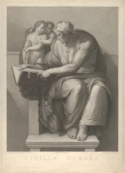 Cumaean Sibyl Michelangelon freskon jälkeen Sikstuksen kappelissa, 1784-90.