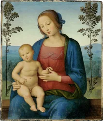 Neitsyt ja lapsi (Madonna ja lapsi) - Lo Spagnan (Giovanni di Pietro) maalaus (1450-1528), öljy puulle (36,8x31,4 cm), italialainen renessanssi - yksityinen kokoelma
