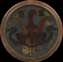 Lorenzo Suurmiehen syntymämalja, Lorenzo Suurmoiselle, kääntöpuoli, noin 1449 (tempera, hopea ja kulta puupinnalla)