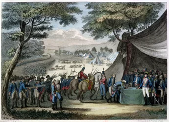Kenraali Hochen (1768-97) Pacification of the Vendee 20. huhtikuuta 1795 (värikaiverrus)
