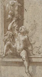 Rungon päällä istuva Putto, n. 1538-40.