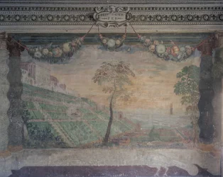 Näkymä huvilasta alkuperäisen suunnittelun perusteella, Hall of the Fountain