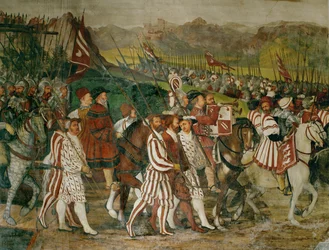 Kuningas Kristian ja Bartolomeo Colleoni hevosen selässä (fresko)
