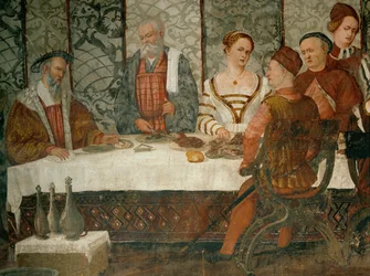 Tanskan kuningas Kristianin vierailu Malpagassa vuonna 1474 (fresko).