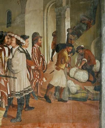 "Tanskan kuningas Kristianin vierailu Malpagassa vuonna 1474 (fresko)".