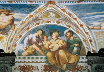 Mandolina, Detall dels frescos de Girolamo Romanino (ca 1484-després de 1559), encarregat per Bernardo Clesiofinnish