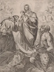 Neitsyt pyhien Hieronymuksen ja Franciscuksen kanssa, 1660-80.