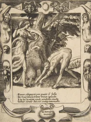 Juno lähettää nälänhätää Crasitonia vastaan, sijoittuu pitkälle kehitettyyn kehykseen, elokuvasta Love, Rages..., 1531-76.
