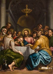 SS-sakramentin kappeli, toinen väli pohjoispuoli, Giulio Campi, viimeinen ehtoollinen 1569