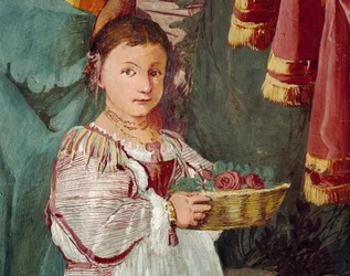 Nymfi Amaryllis kruunataan suutelukilpailun voittajaksi, Giulio Carpionin fresko, jonka innoittajana oli Giovanni Battista Guarinin (1538-1612) pastoraalinäytelmä ”Uskollinen paimen”, Villa Caldogno (UNESCOn maailmanperintöluettelo)